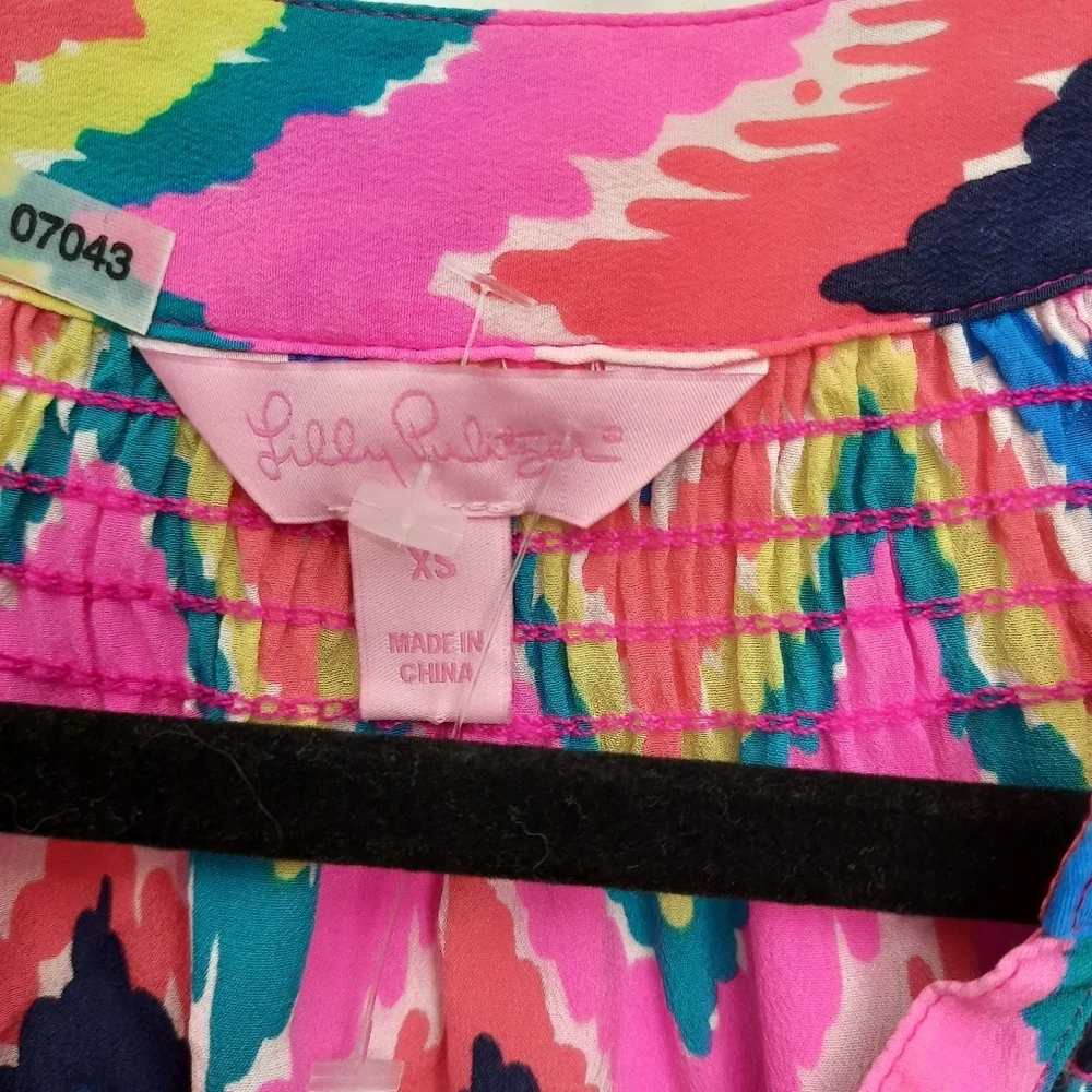 Lilly Pulitzer Chevron Elsa Silk  Multicolor Blouse - Picture 6 of 10
